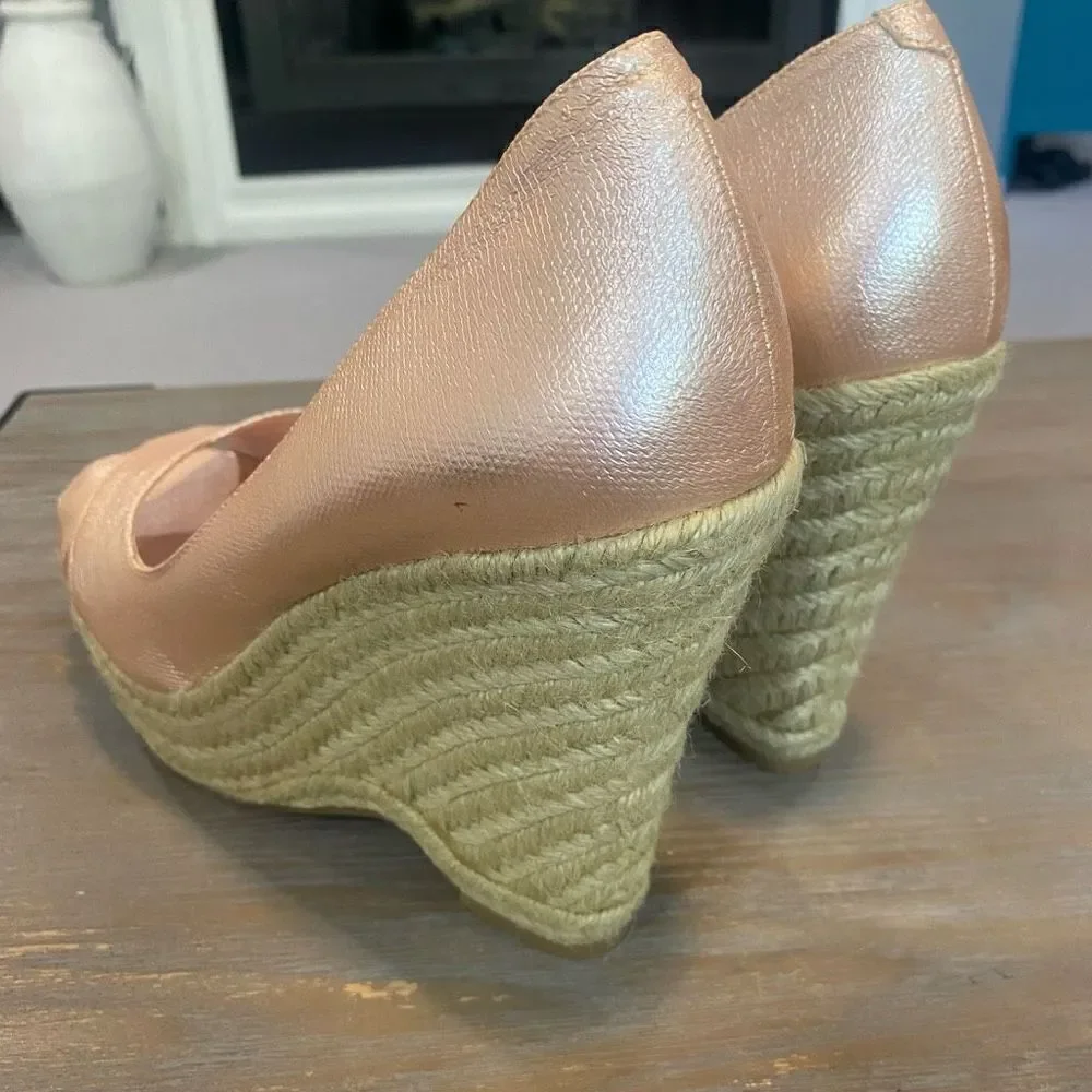 BCBGeneration Metallic Pink Wedges Size 8.5